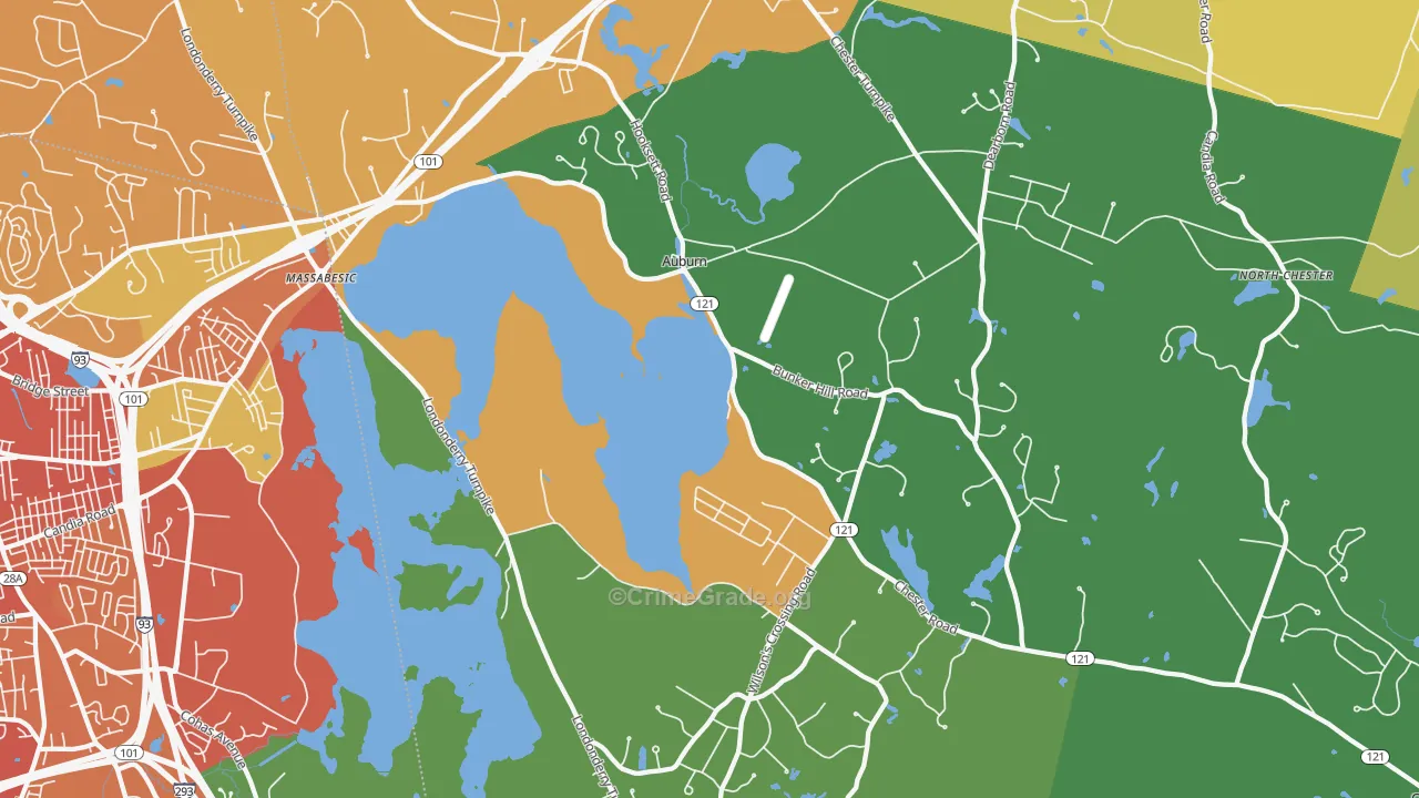 Auburn, NH Map of Vehicle Theft Rates