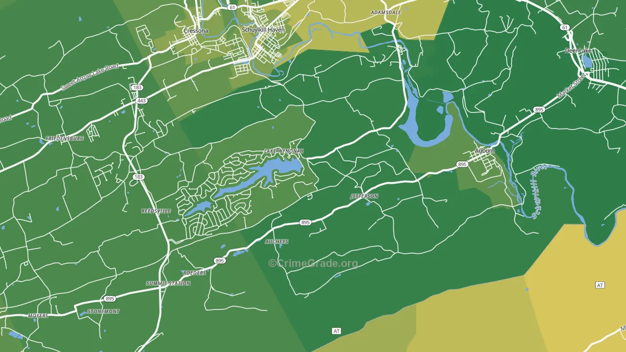 Auburn, PA Map of Vehicle Theft Rates