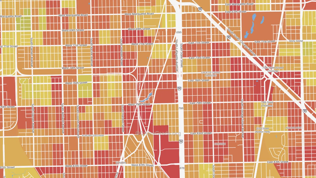 Auburn Park, Chicago, IL Map of Vehicle Theft Rates