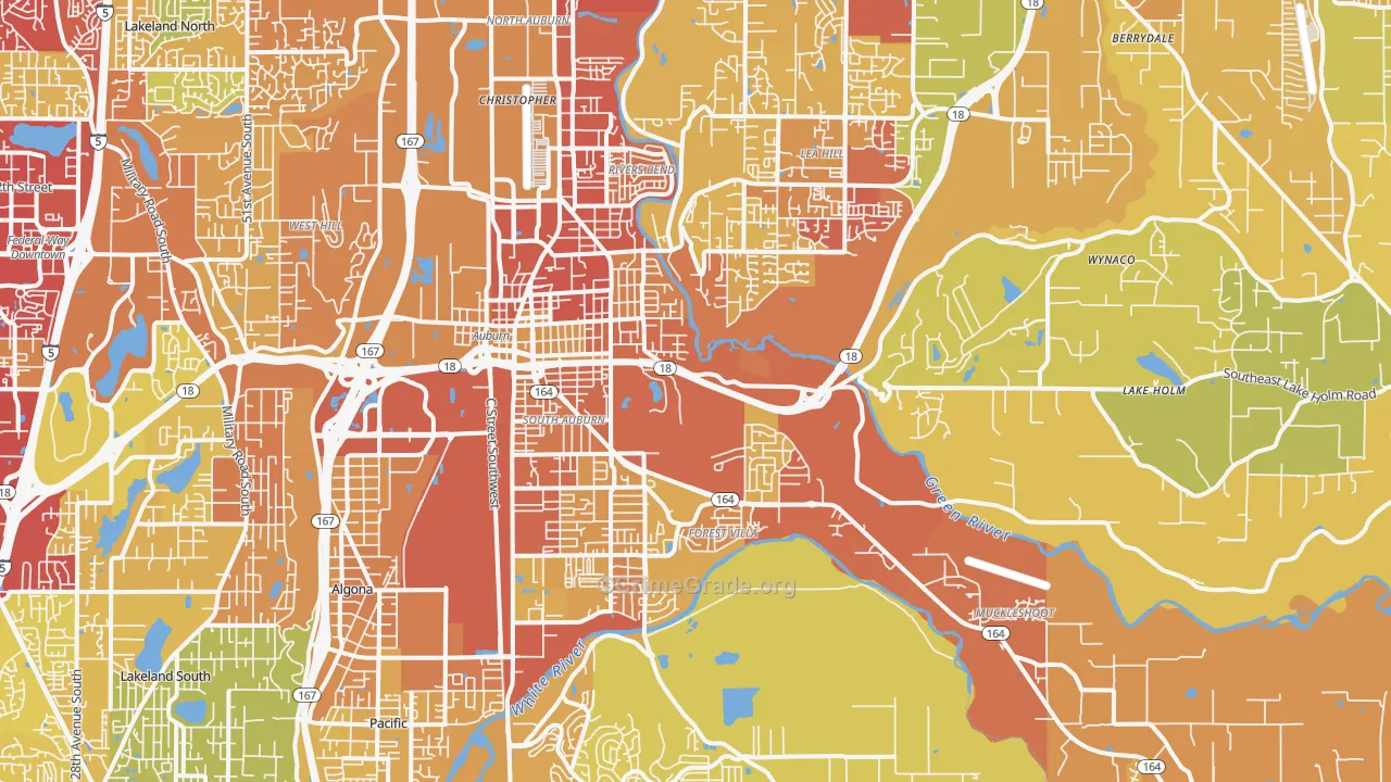 Auburn, WA Map of Vehicle Theft Rates