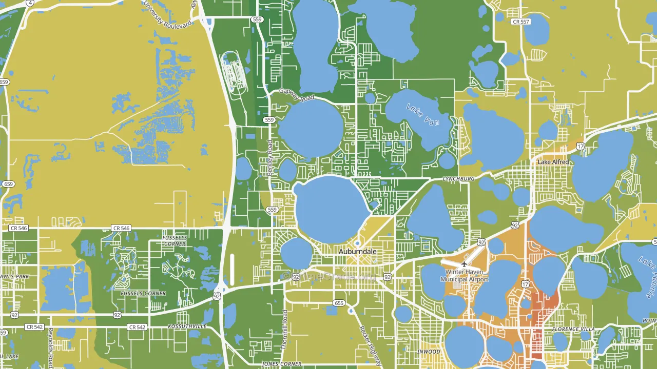 Auburndale, FL Map of Vehicle Theft Rates