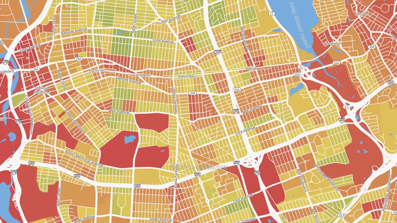 Auburndale, Queens, NY Map of Vehicle Theft Rates
