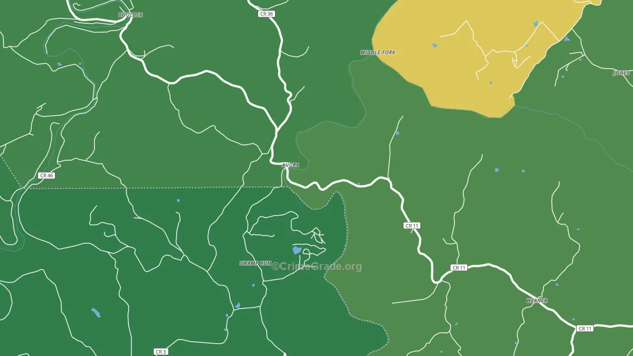 Audra, WV Map of Vehicle Theft Rates