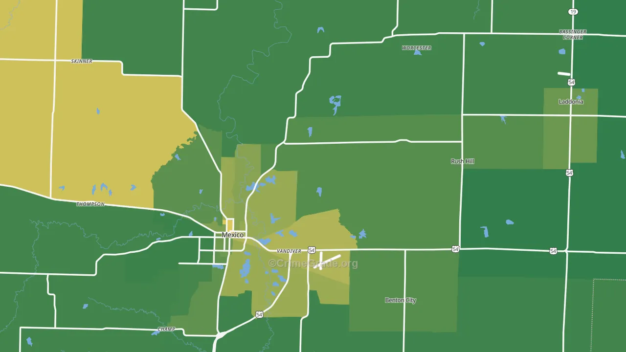 Audrain County, MO Map of Vehicle Theft Rates