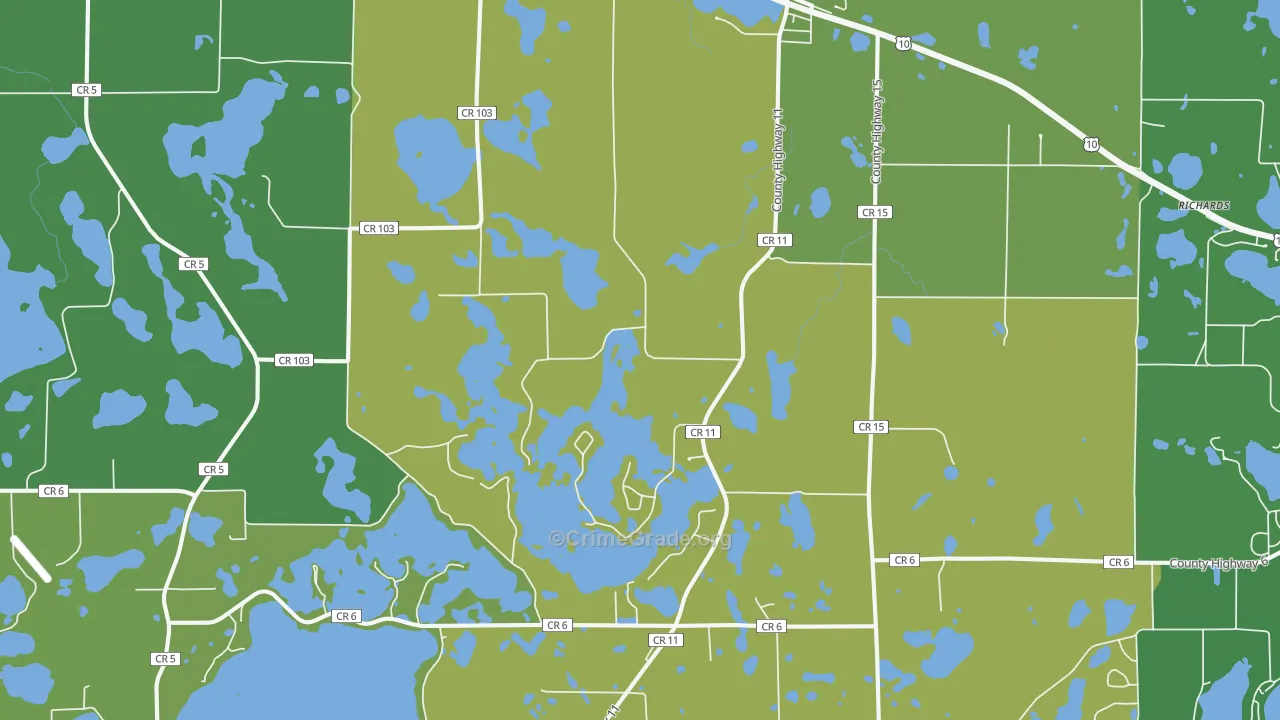 Audubon, MN Map of Vehicle Theft Rates
