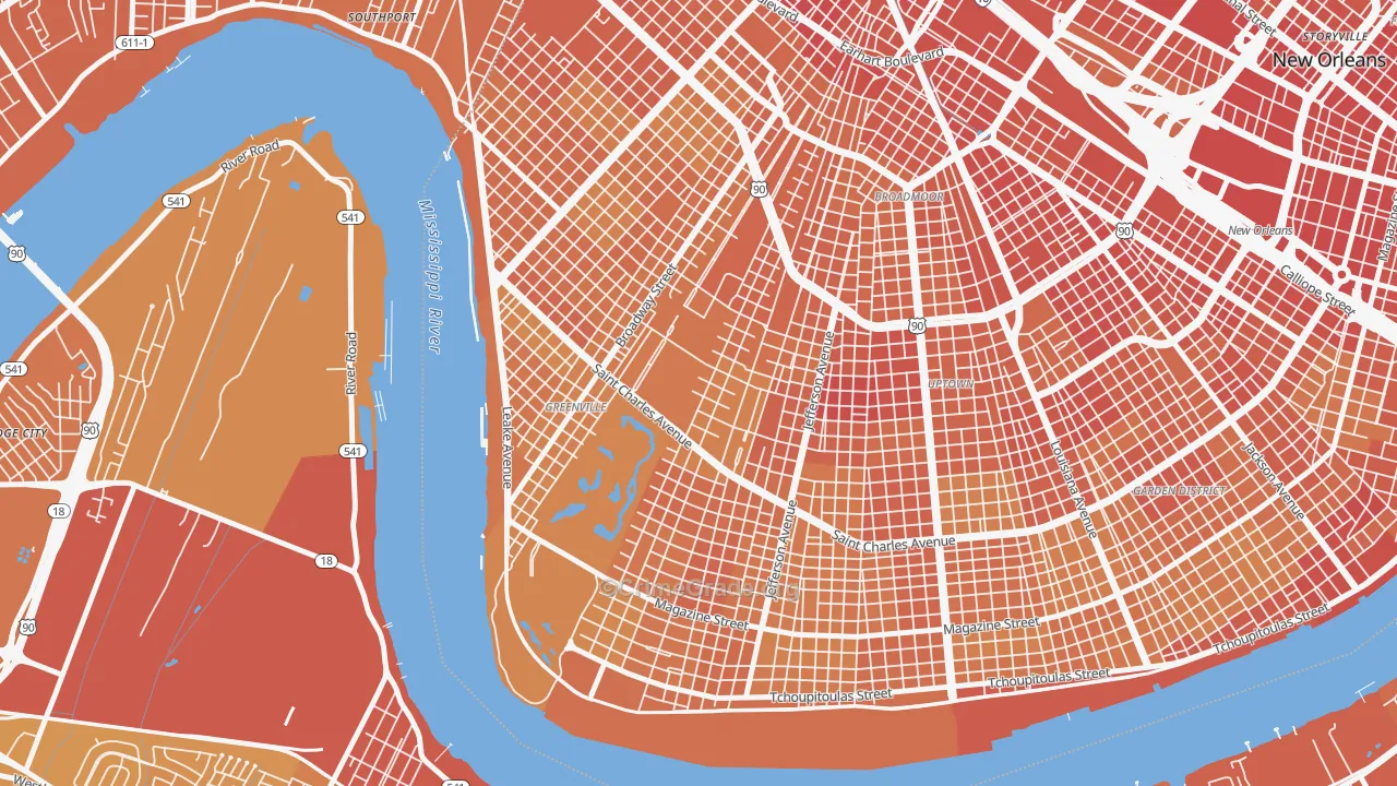 Audubon, New Orleans, LA Map of Vehicle Theft Rates