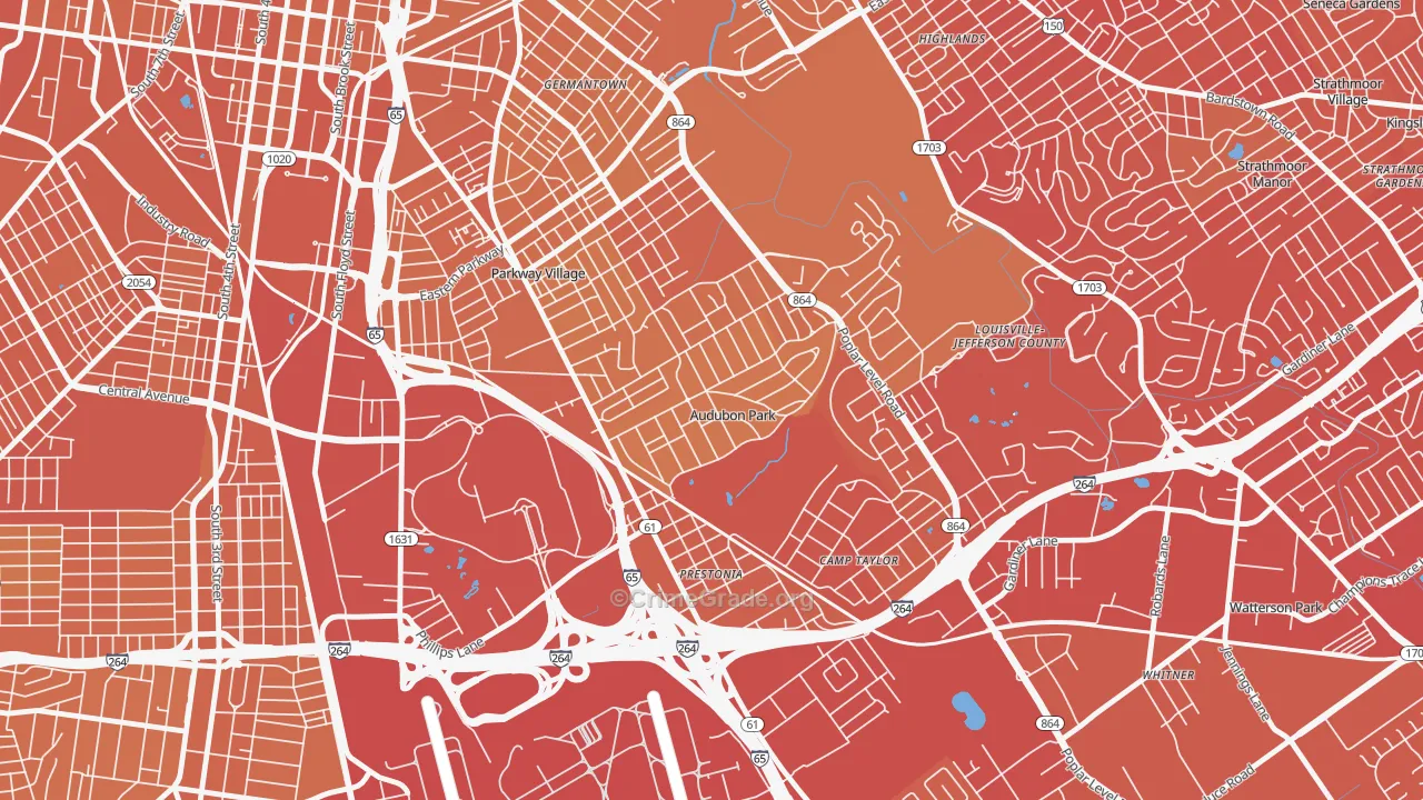 Audubon Park, KY Map of Vehicle Theft Rates