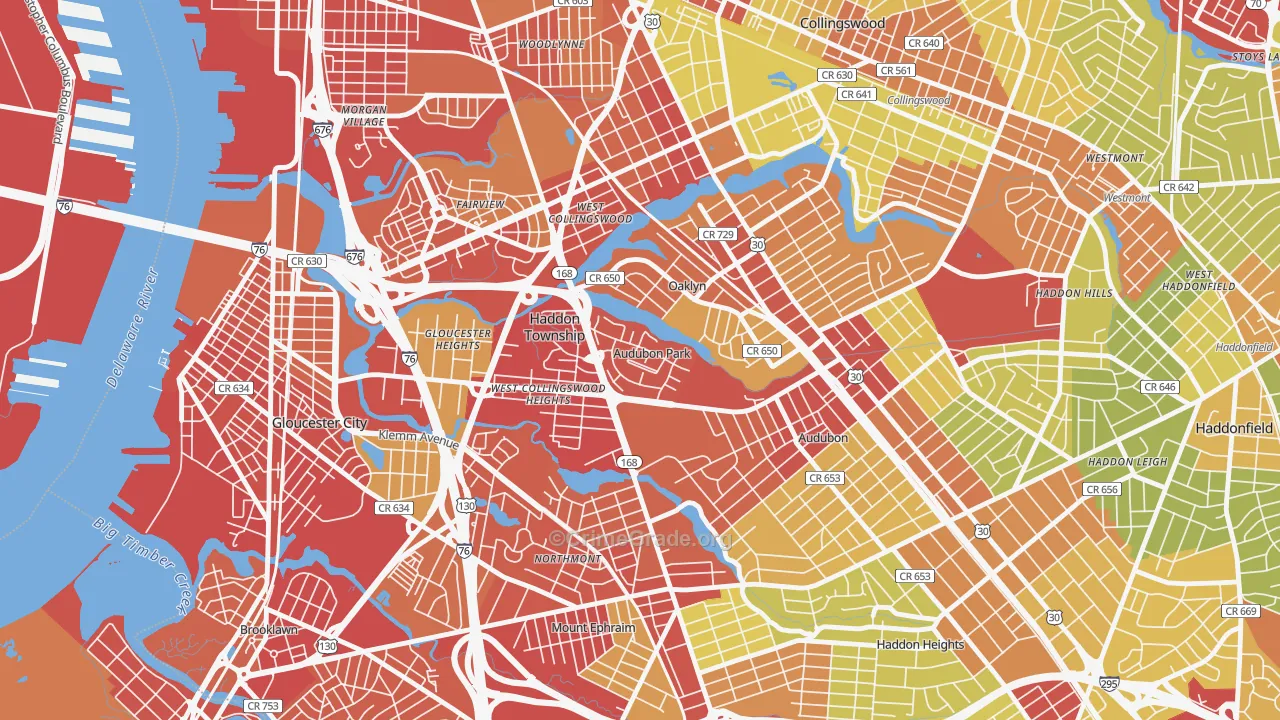 Audubon Park, NJ Map of Vehicle Theft Rates
