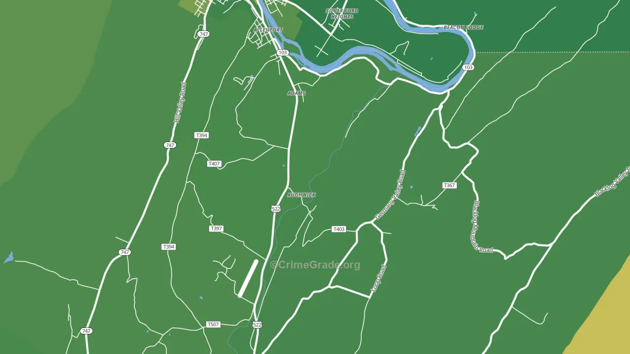 Aughwick, PA Map of Vehicle Theft Rates