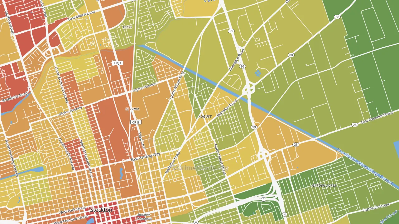 August, CA Map of Vehicle Theft Rates