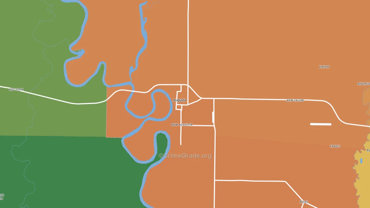 Augusta, AR Map of Vehicle Theft Rates