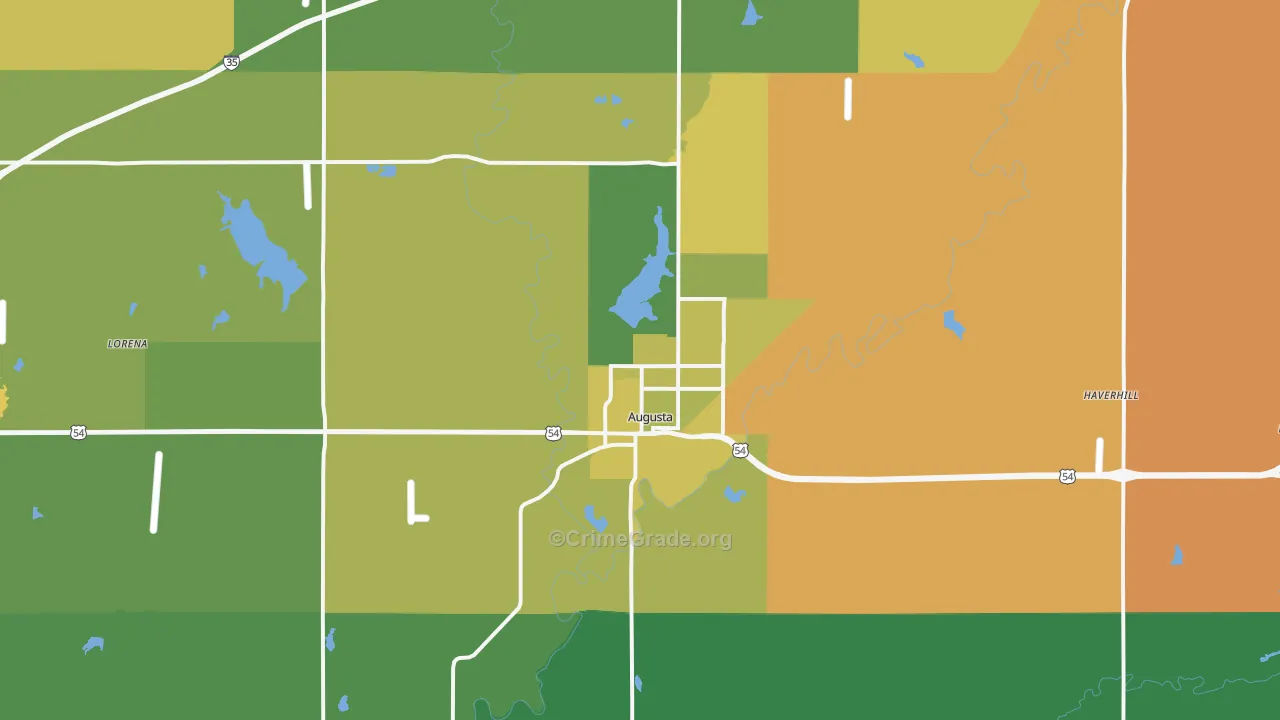 Augusta, KS Map of Vehicle Theft Rates