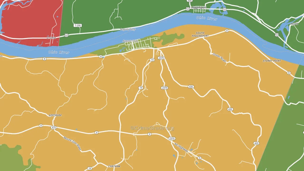 Augusta, KY Map of Vehicle Theft Rates