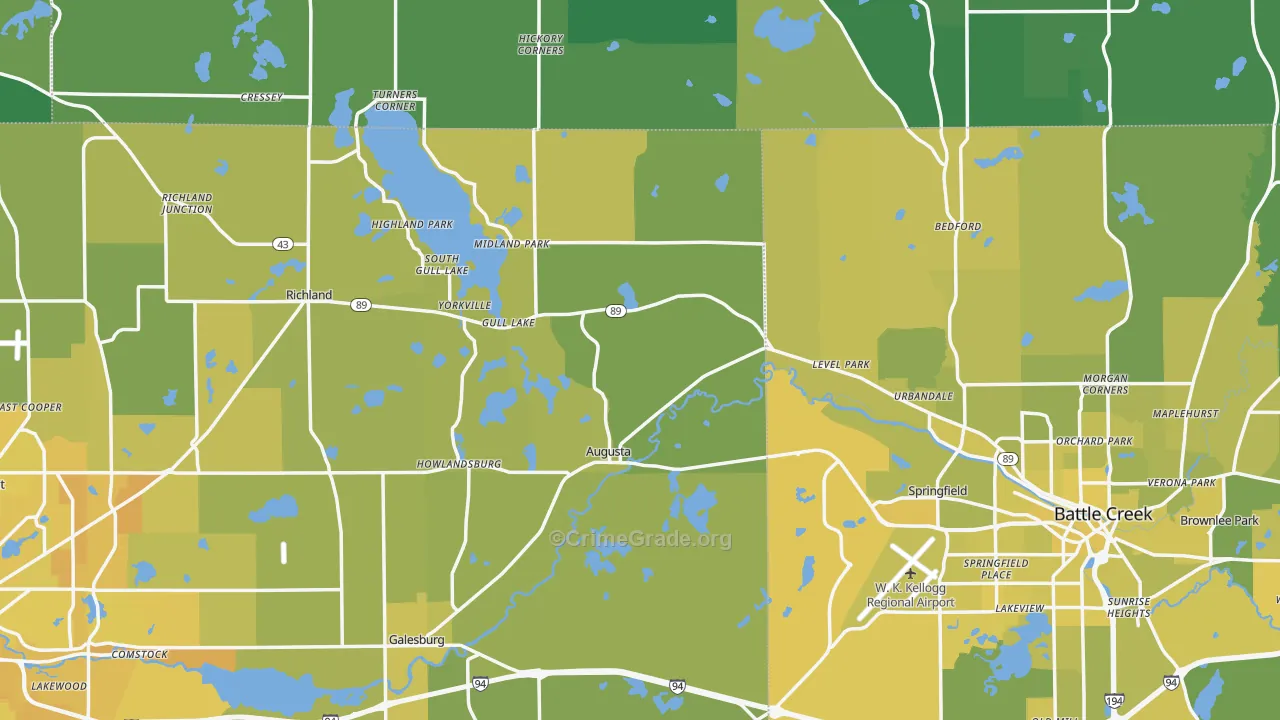 Augusta, MI Map of Vehicle Theft Rates