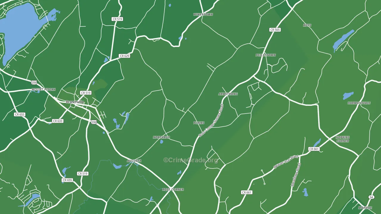 Augusta, NJ Map of Vehicle Theft Rates