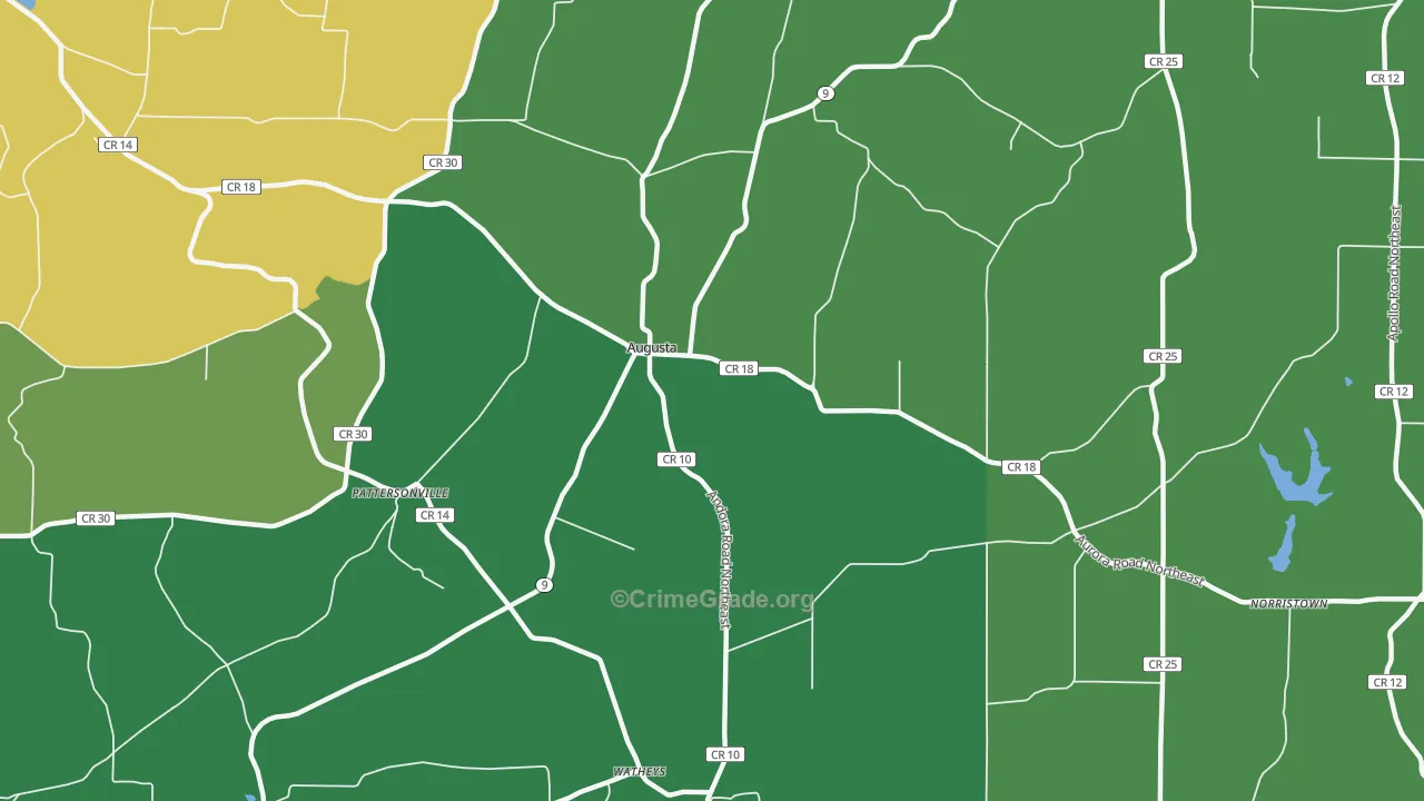 Augusta, OH Map of Vehicle Theft Rates