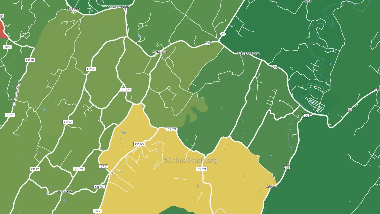 Augusta, WV Map of Vehicle Theft Rates