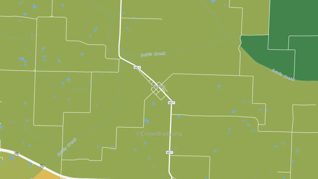 Aullville, MO Map of Vehicle Theft Rates