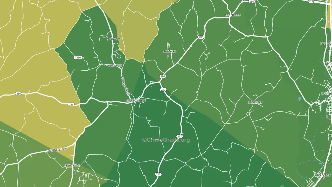 Aultman, PA Map of Vehicle Theft Rates
