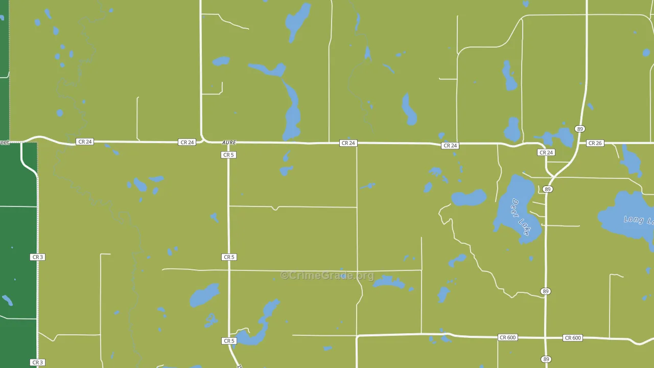 Aure, MN Map of Vehicle Theft Rates