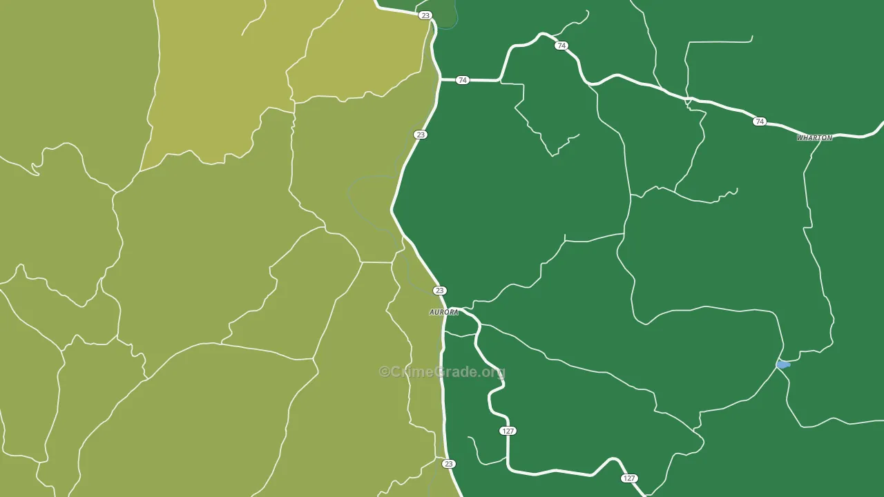 Aurora, AR Map of Vehicle Theft Rates