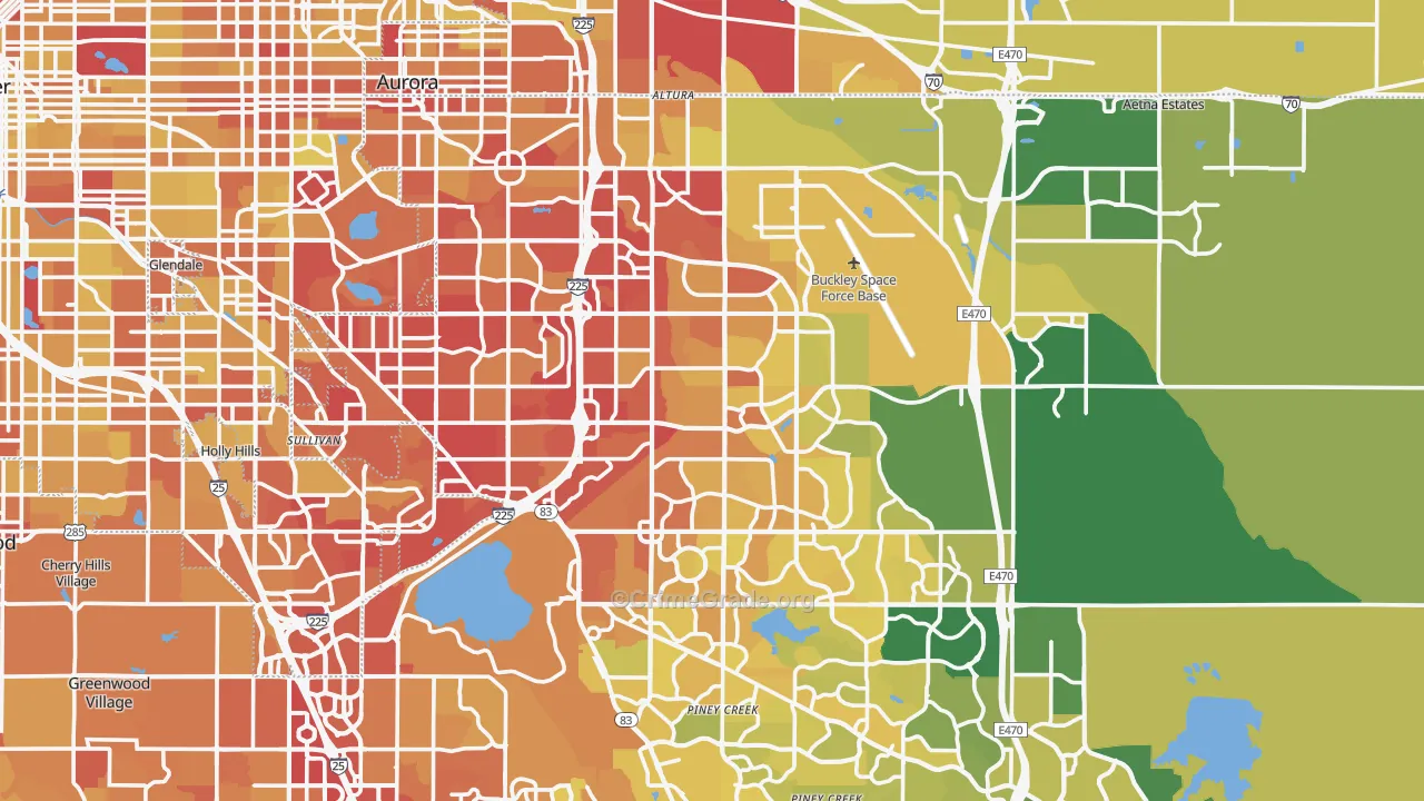 Aurora, CO Map of Vehicle Theft Rates