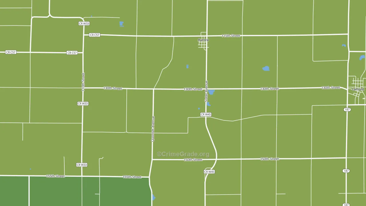 Aurora, IA Map of Vehicle Theft Rates