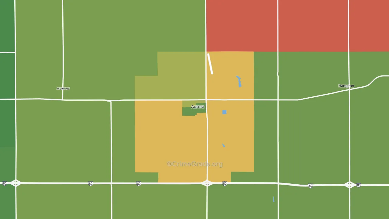 Aurora, NE Map of Vehicle Theft Rates