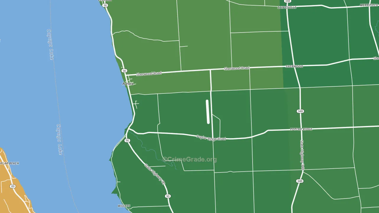 Aurora, NY Map of Vehicle Theft Rates