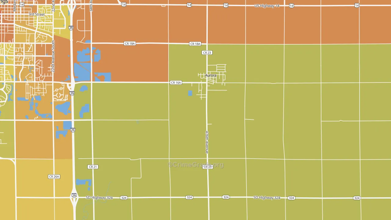 Aurora, SD Map of Vehicle Theft Rates