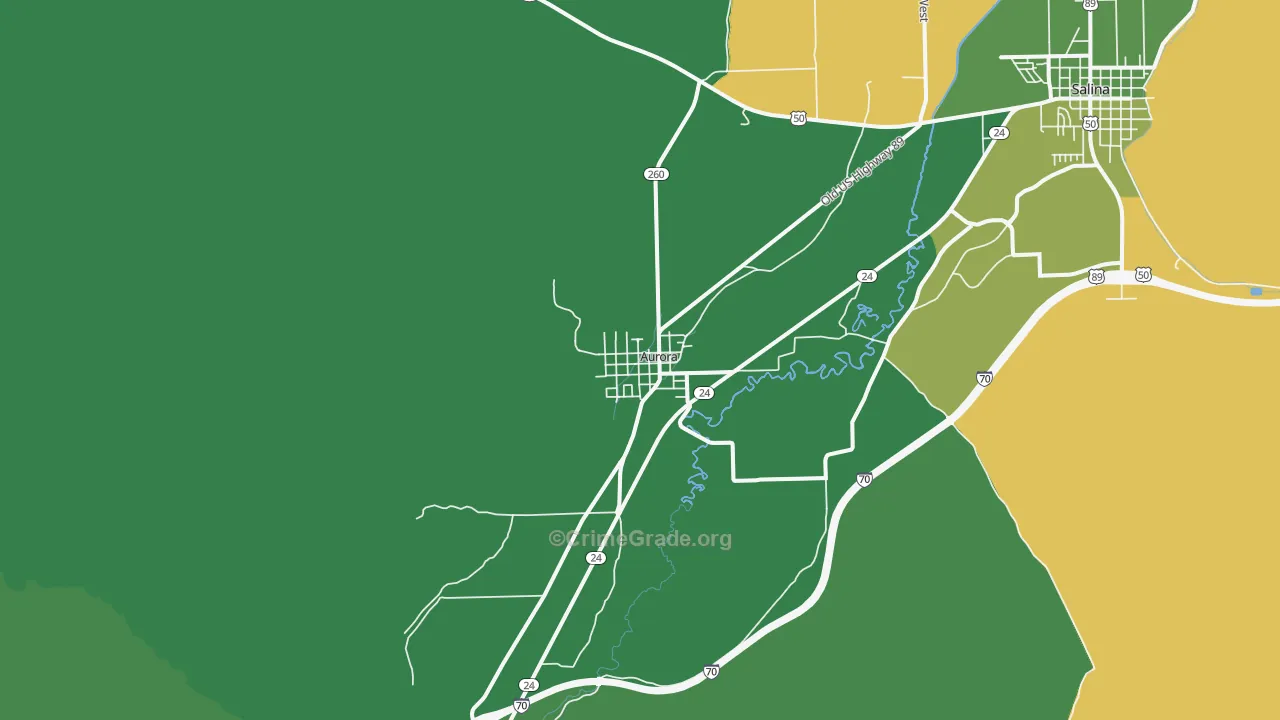 Aurora, UT Map of Vehicle Theft Rates