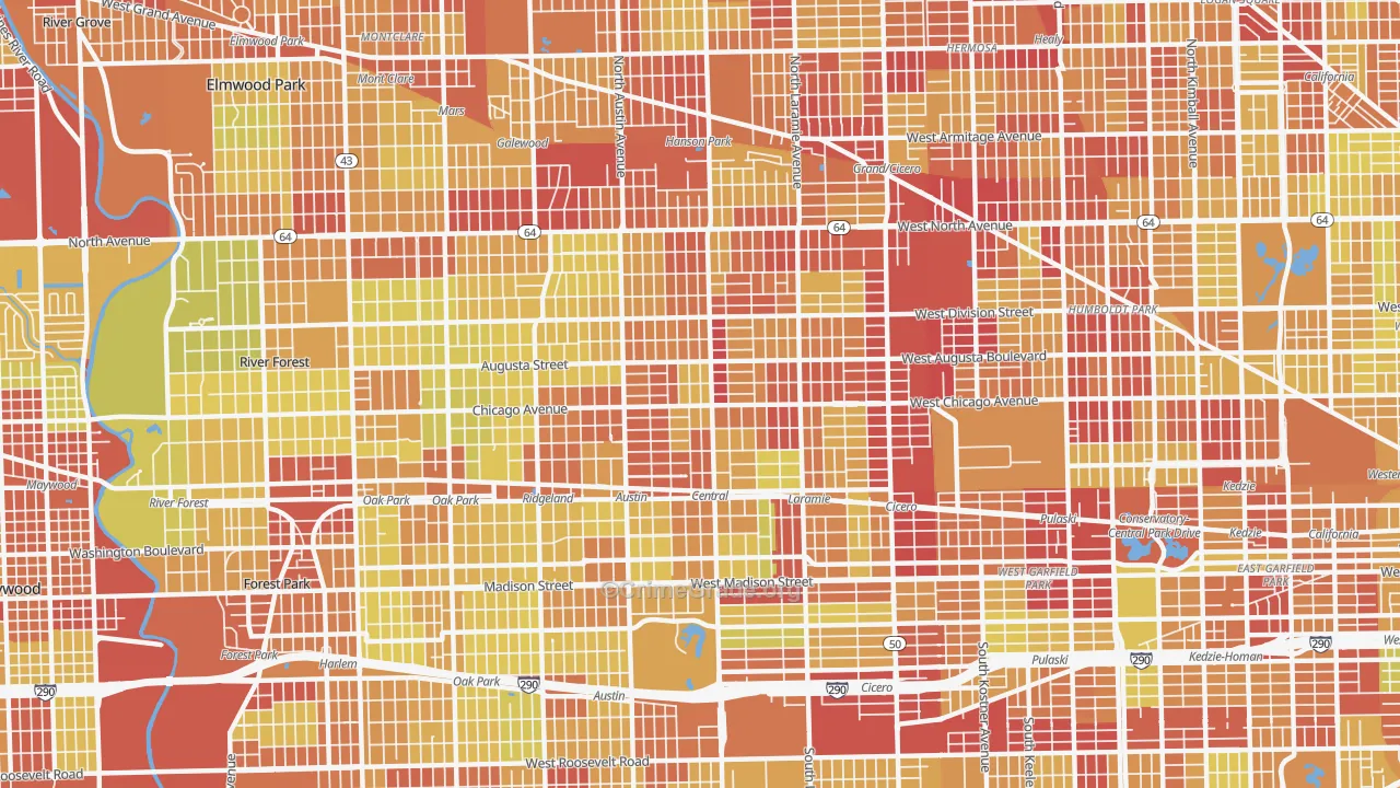 Austin, Chicago, IL Map of Vehicle Theft Rates