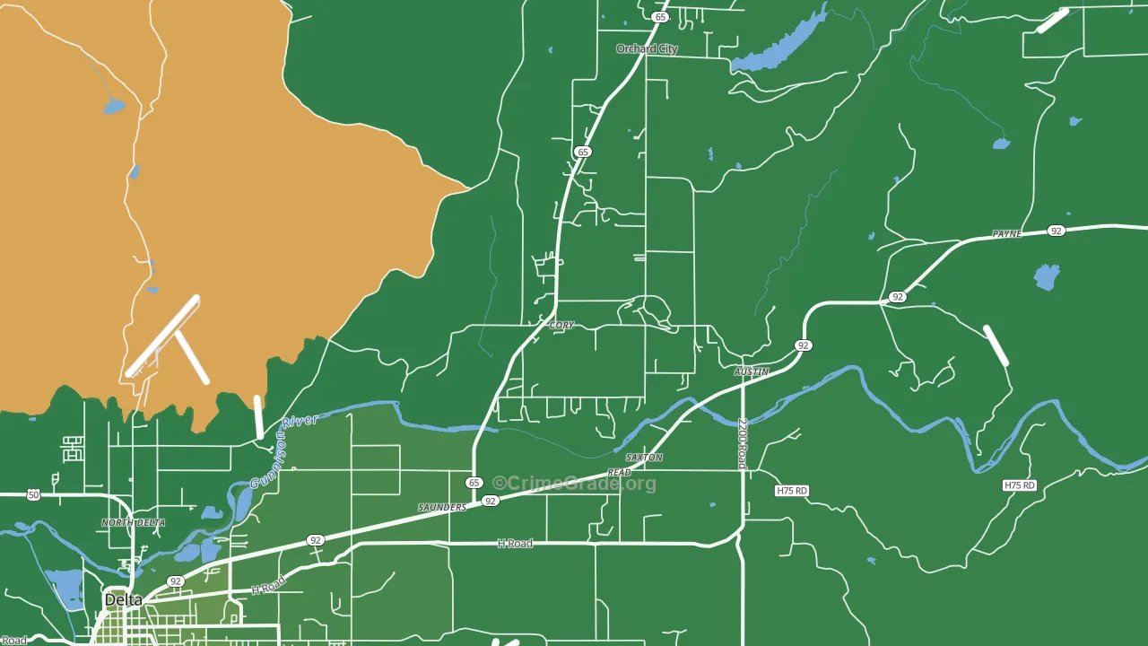 Austin, CO Map of Vehicle Theft Rates