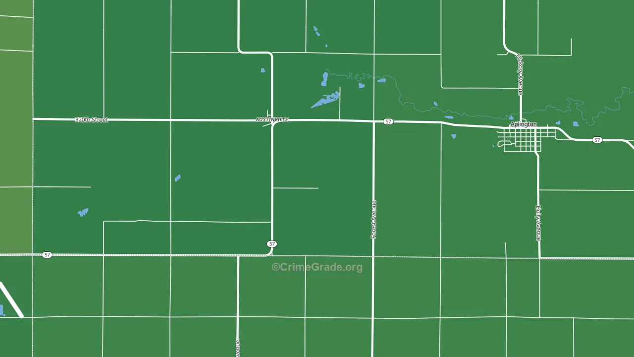 Austinville, IA Map of Vehicle Theft Rates
