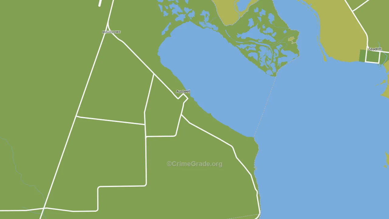 Austwell, TX Map of Vehicle Theft Rates