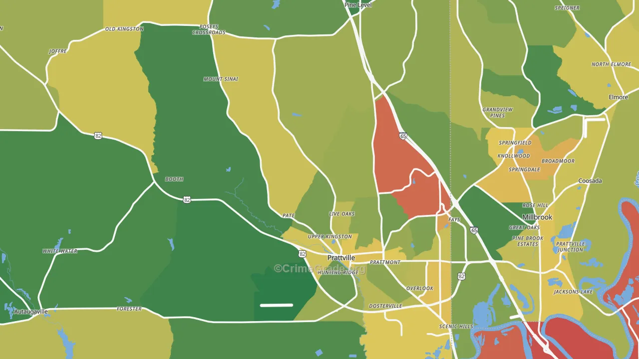 Autauga County, AL Map of Vehicle Theft Rates