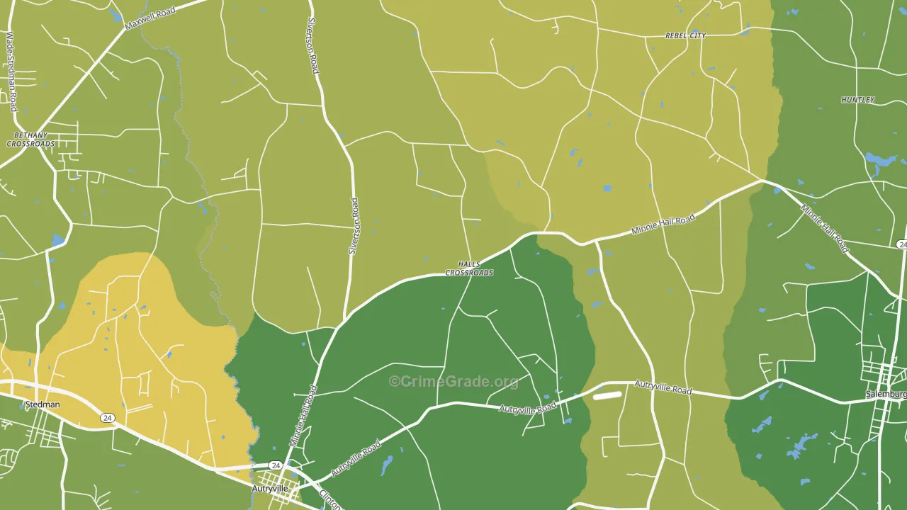 Autryville, NC Map of Vehicle Theft Rates
