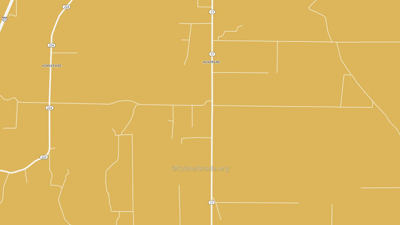 Auvergne, AR Map of Vehicle Theft Rates