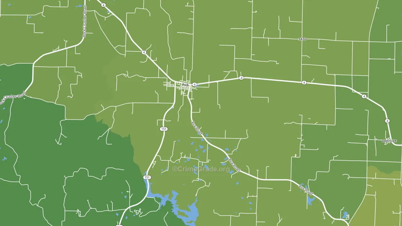 Ava, IL Map of Vehicle Theft Rates