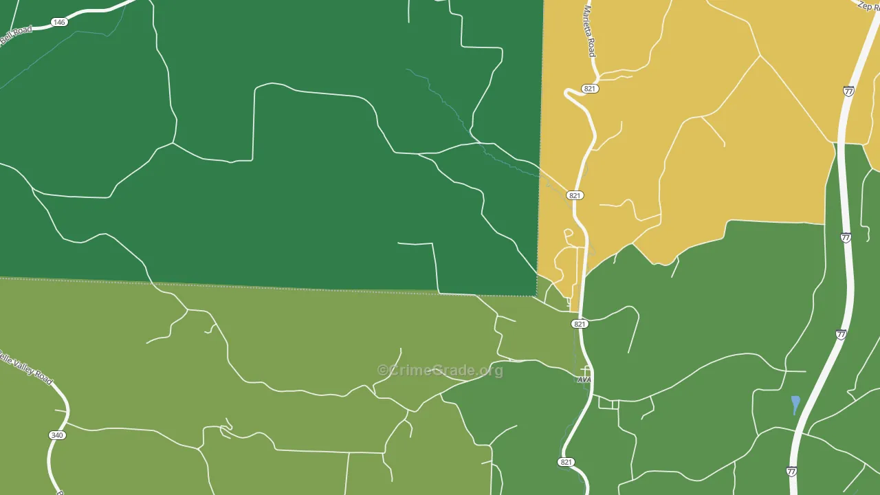 Ava, OH Map of Vehicle Theft Rates