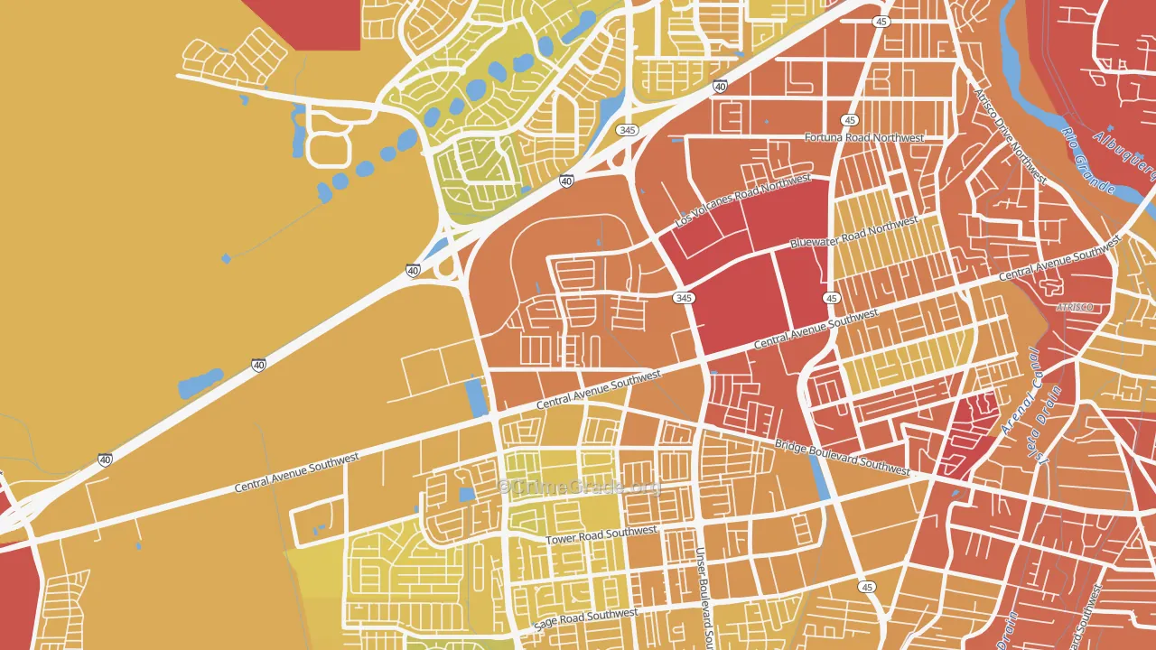 Avalon, Albuquerque, NM Map of Vehicle Theft Rates