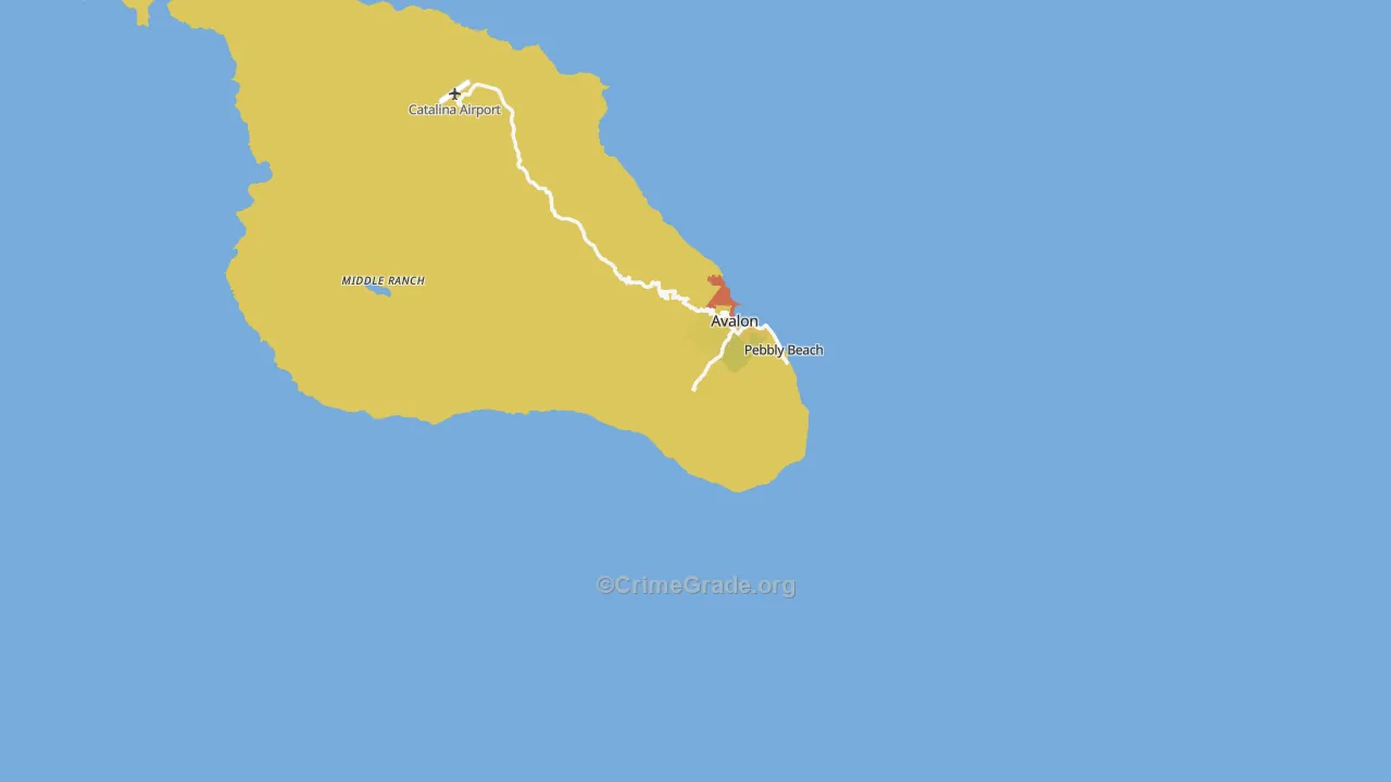 Avalon, CA Map of Vehicle Theft Rates
