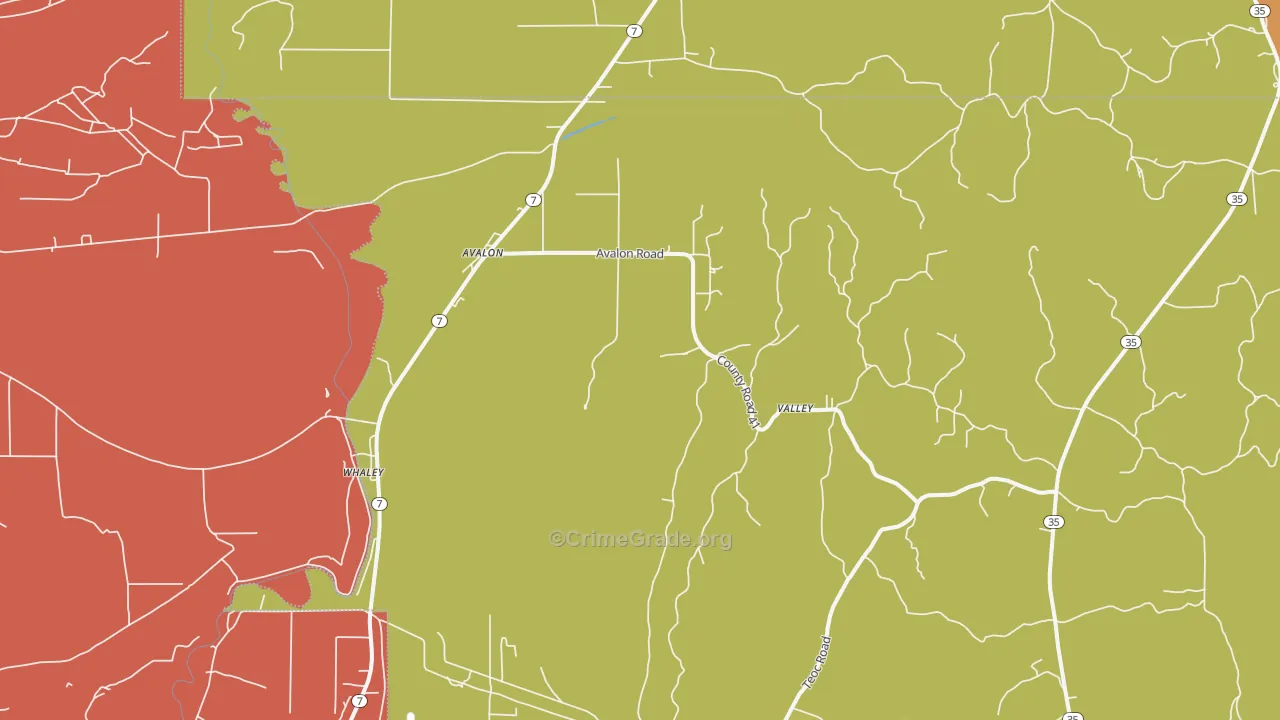 Avalon, MS Map of Vehicle Theft Rates
