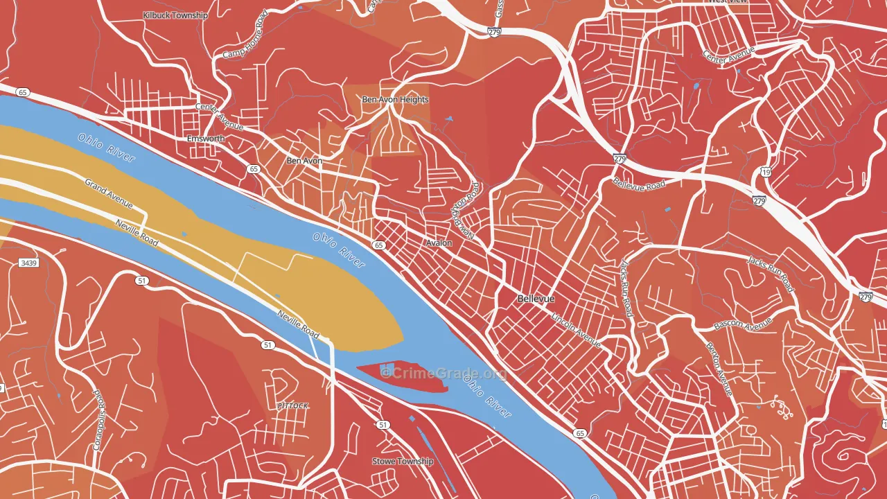 Avalon, PA Map of Vehicle Theft Rates