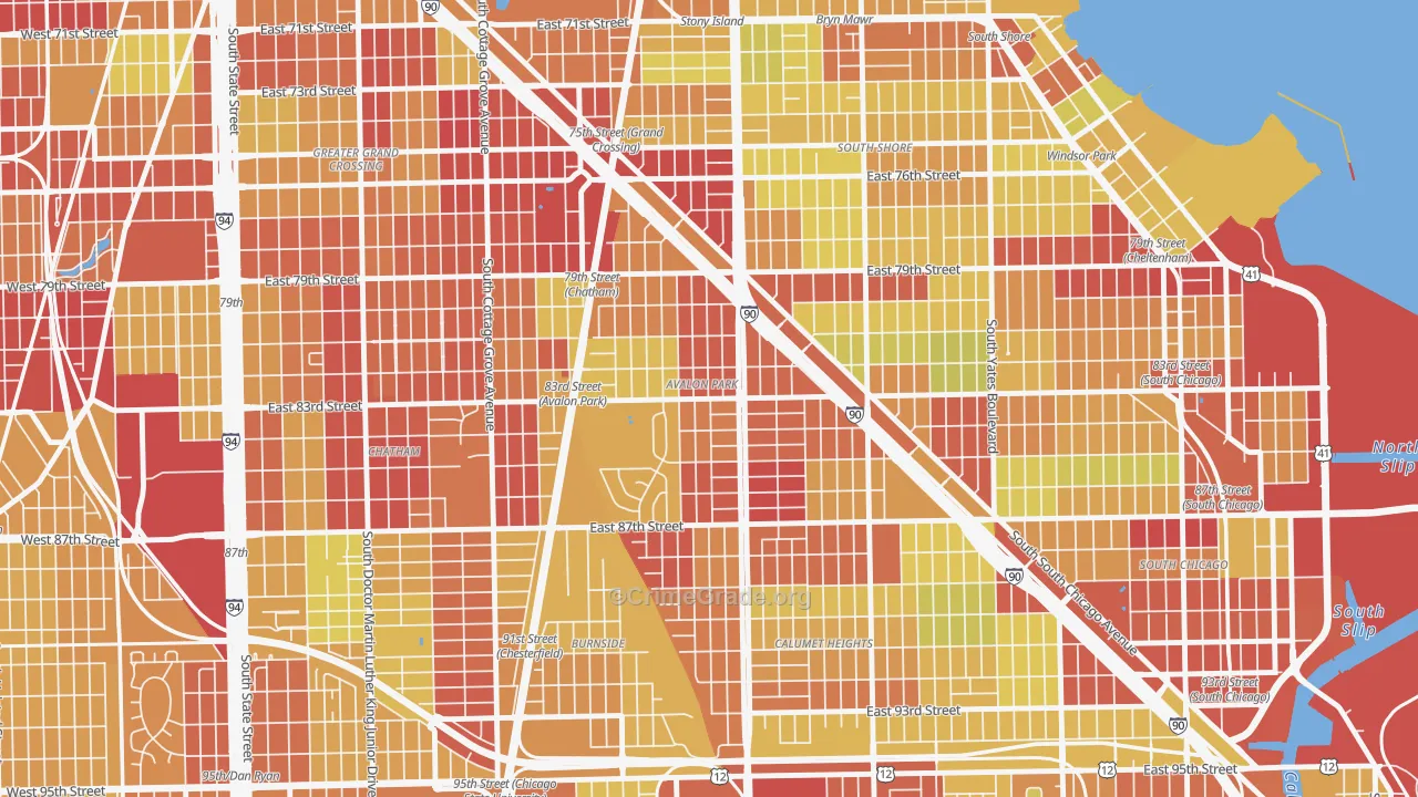 Avalon Park, Chicago, IL Map of Vehicle Theft Rates