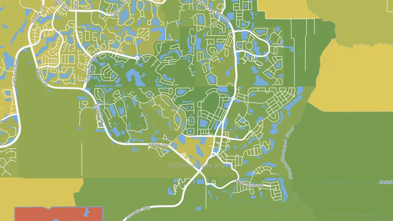 Avalon Park Northwest Village, Alafaya, FL Map of Vehicle Theft Rates