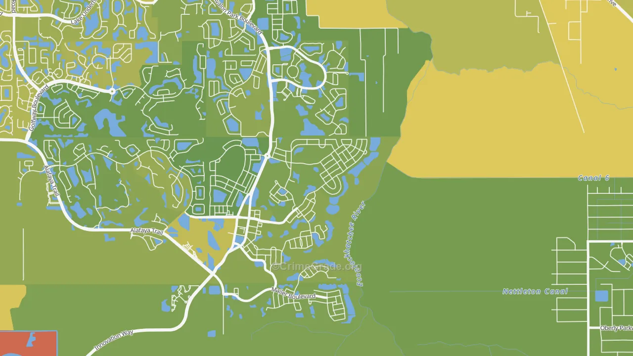 Avalon Park Village, Alafaya, FL Map of Vehicle Theft Rates