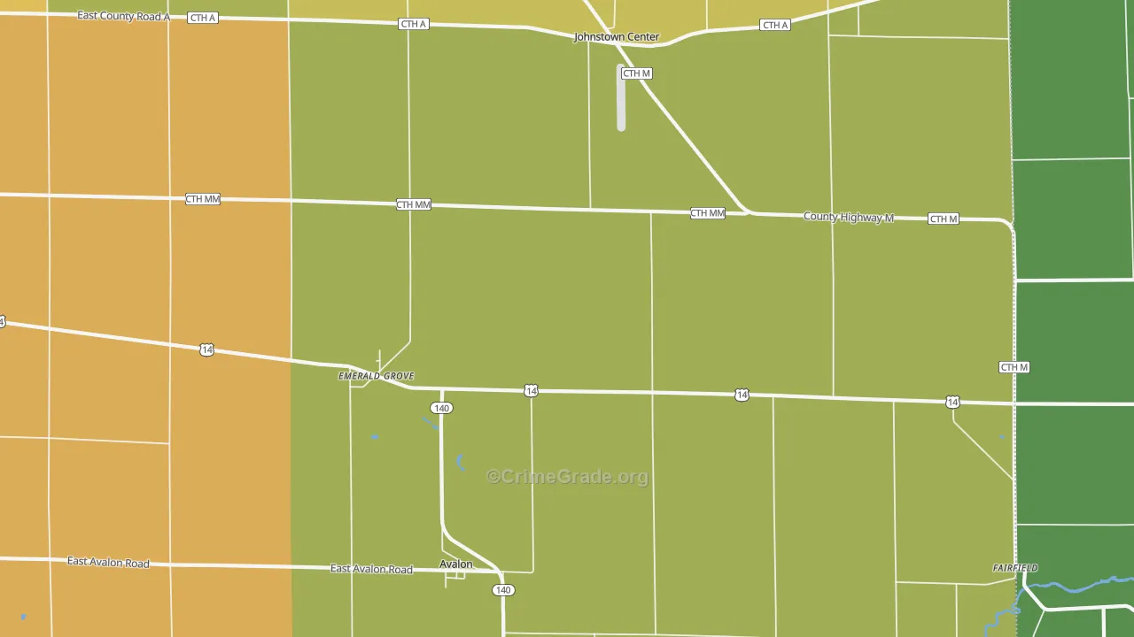 Avalon, WI Map of Vehicle Theft Rates