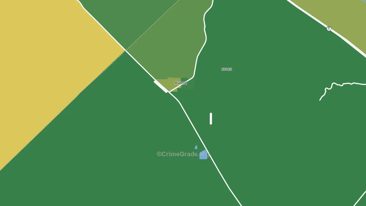 Avenal, CA Map of Vehicle Theft Rates