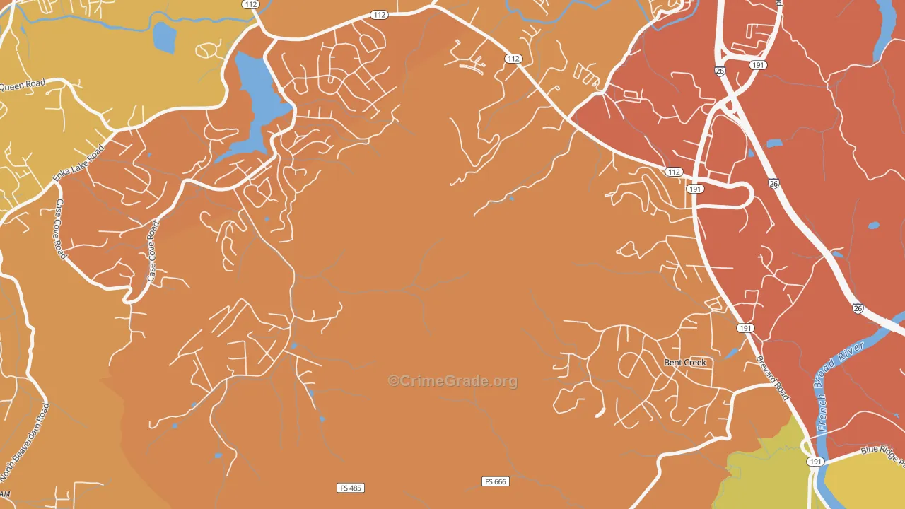 Avery Creek, NC Map of Vehicle Theft Rates